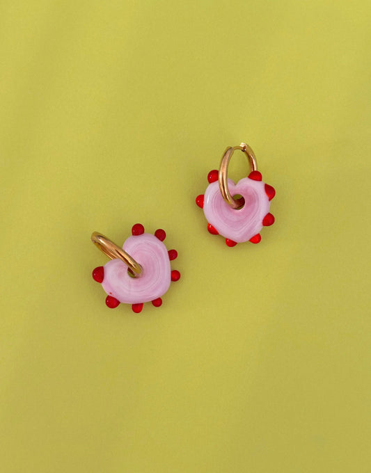 Pendientes Corazón Rosa