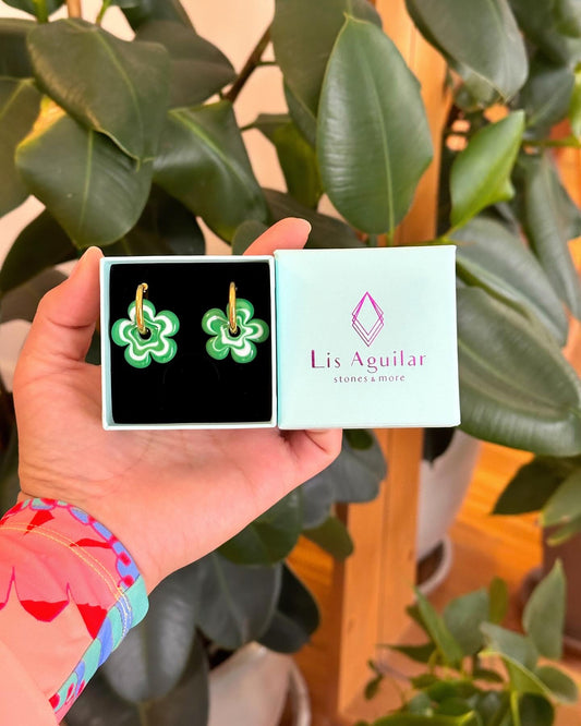 Green Flower Earrings