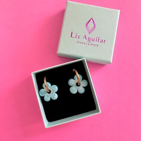 Light Blue Flower Earrings