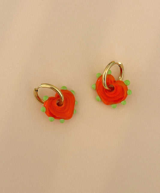 Pendientes Corazón Naranja