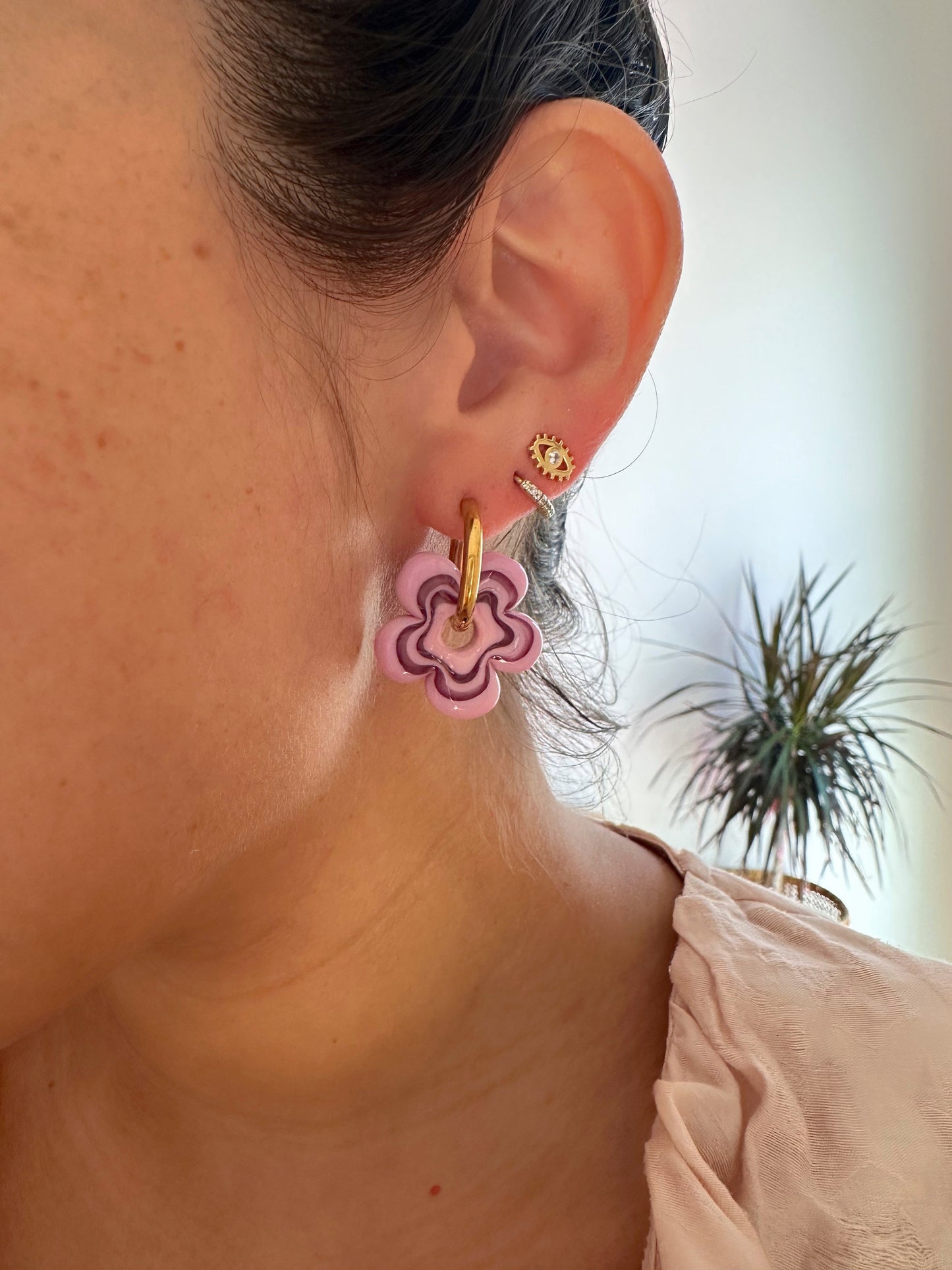 Pendientes de Flores Lila