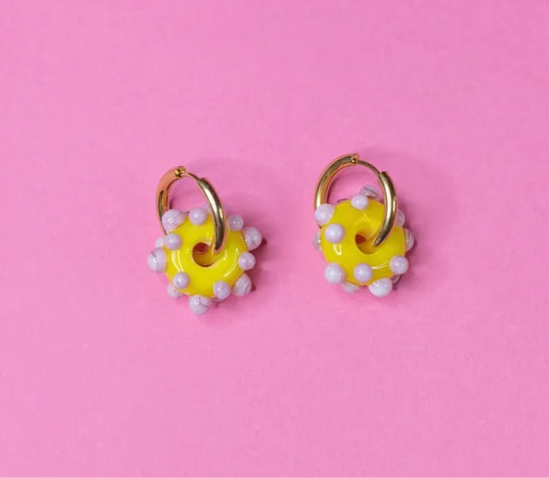 Crazy Dots Yellow &amp; Lilac Earrings