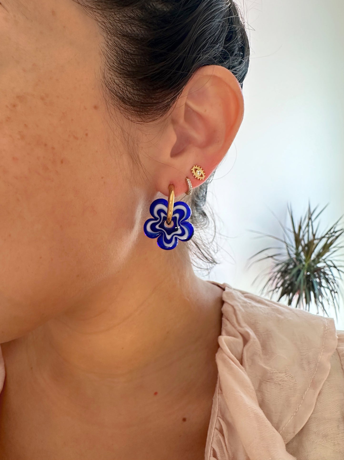 Pendientes de Flores Azul