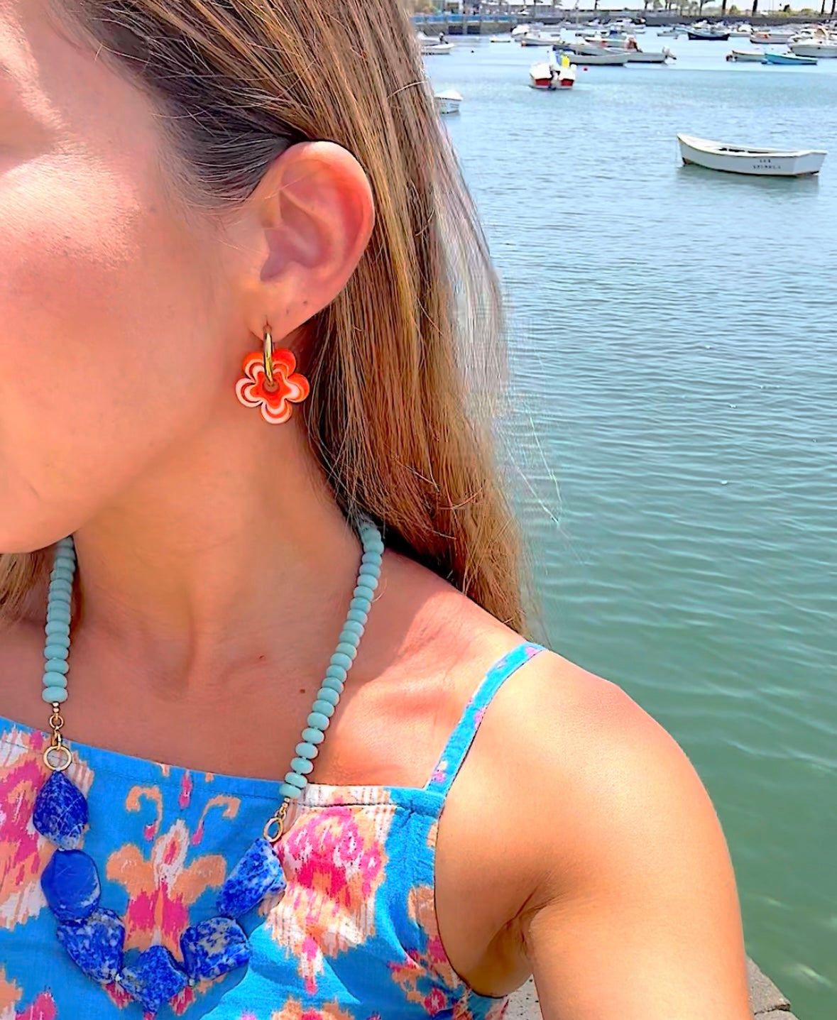 Pendientes Flores Naranja