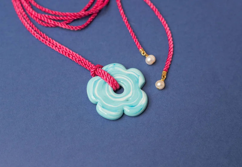 Light Blue Flower Necklace 