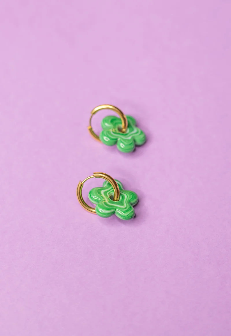 Green Flower Earrings