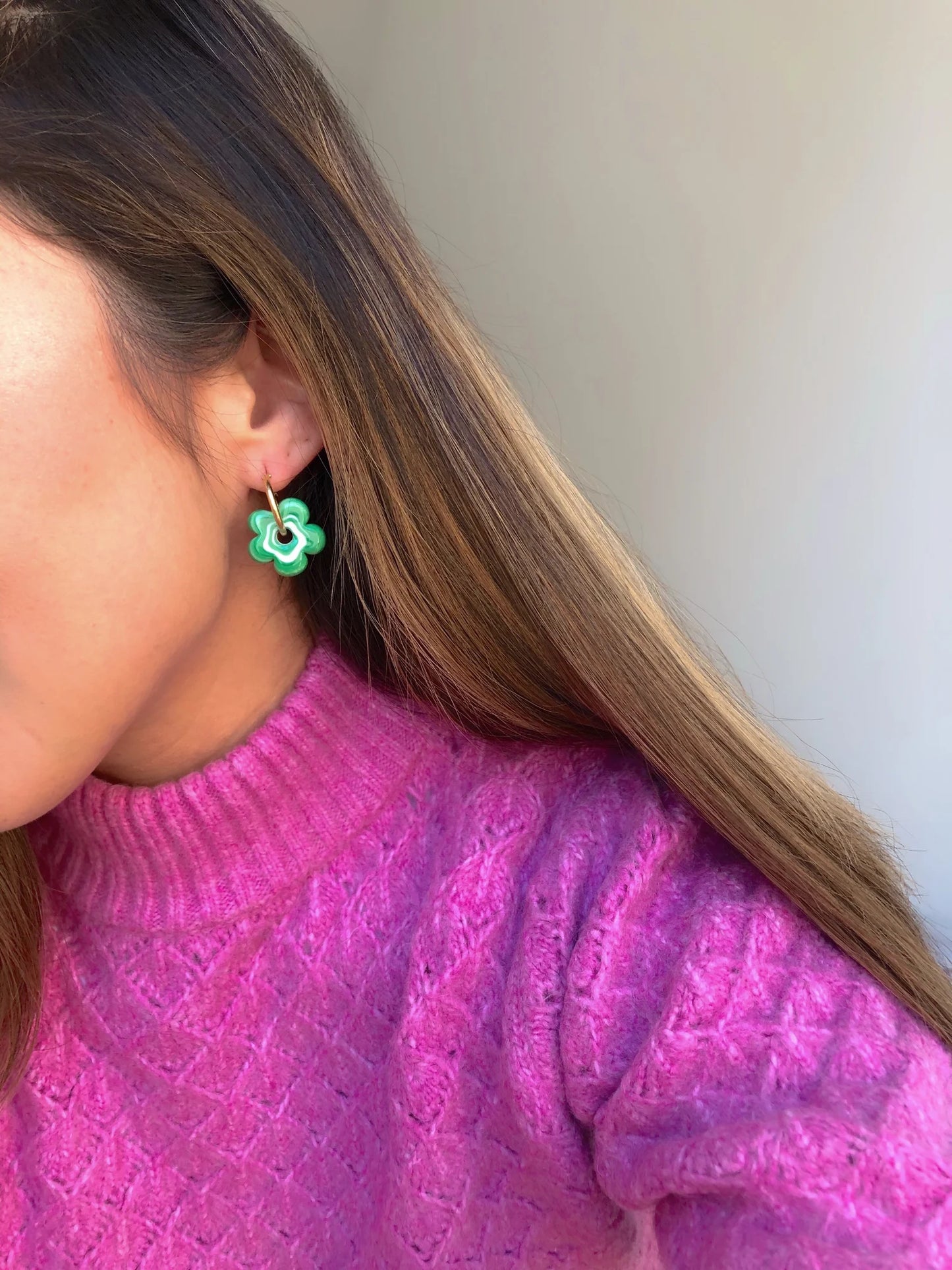 Green Flower Earrings