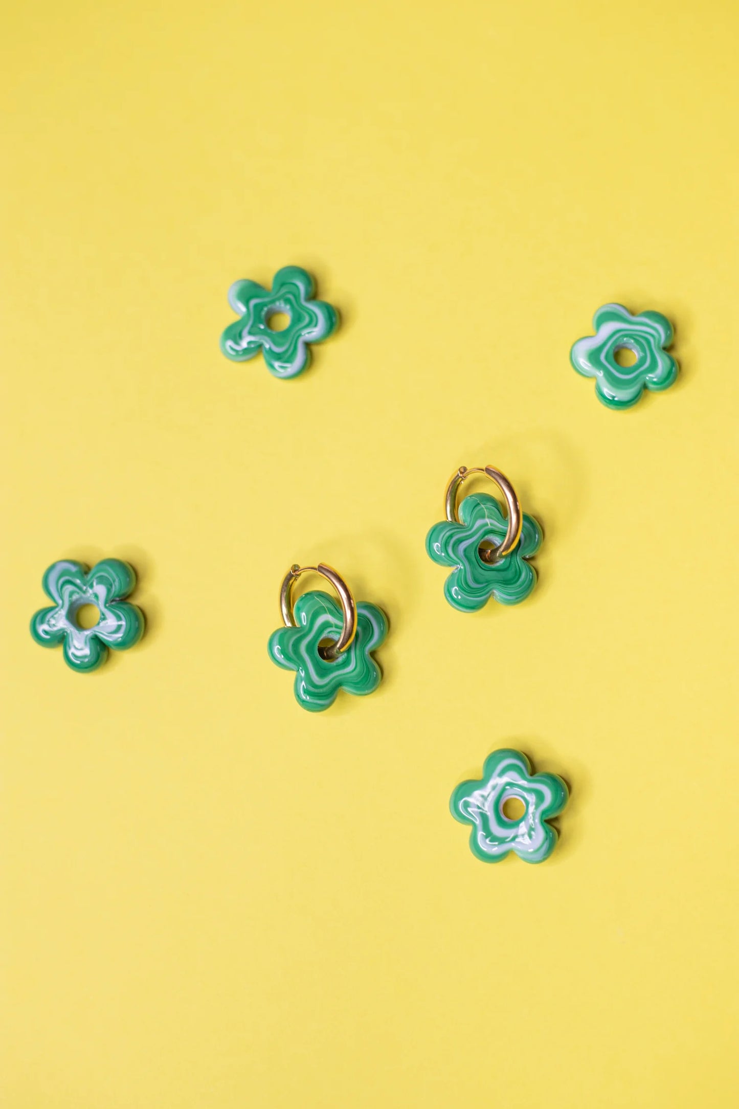 Green Flower Earrings