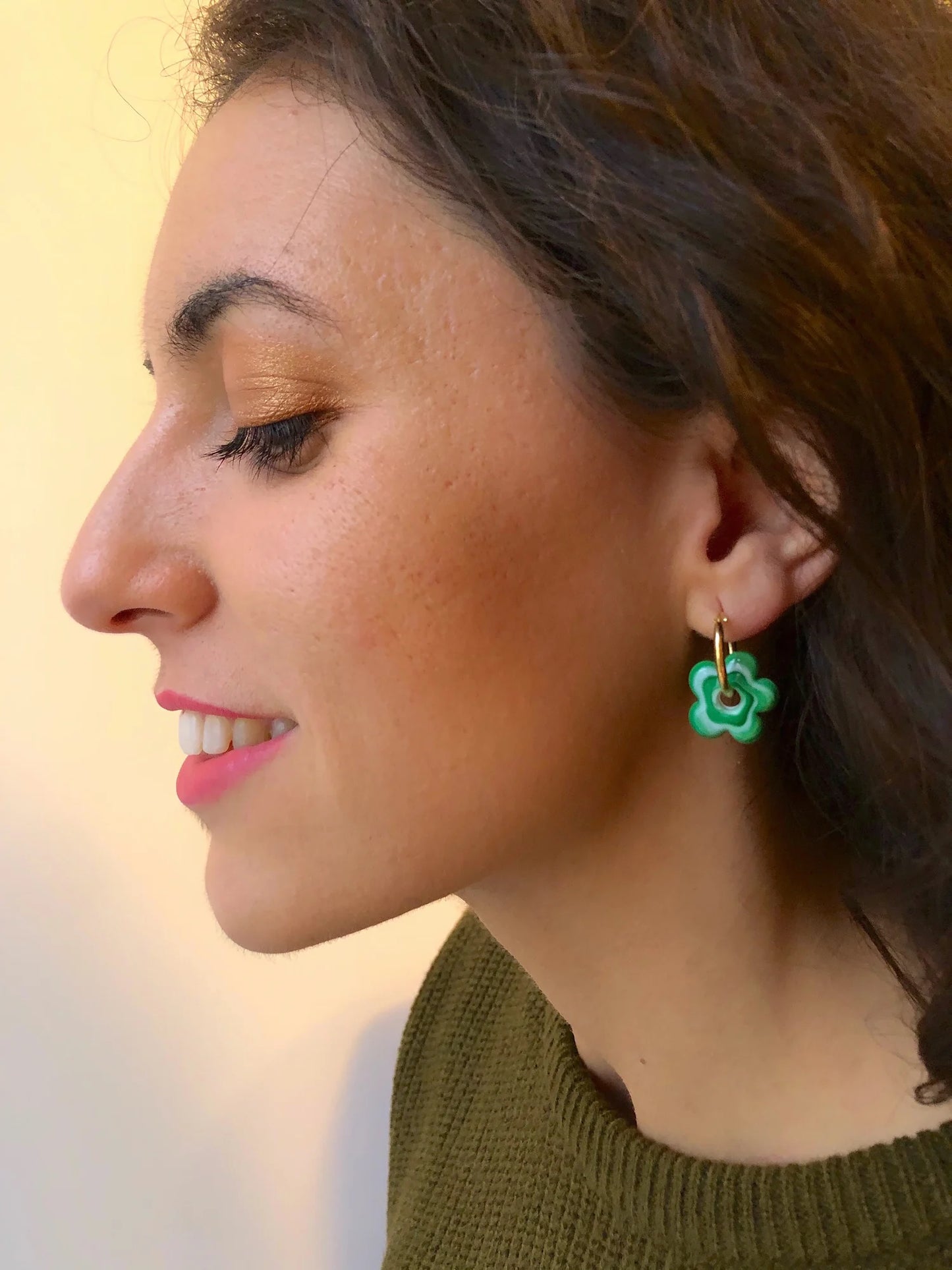 Green Flower Earrings