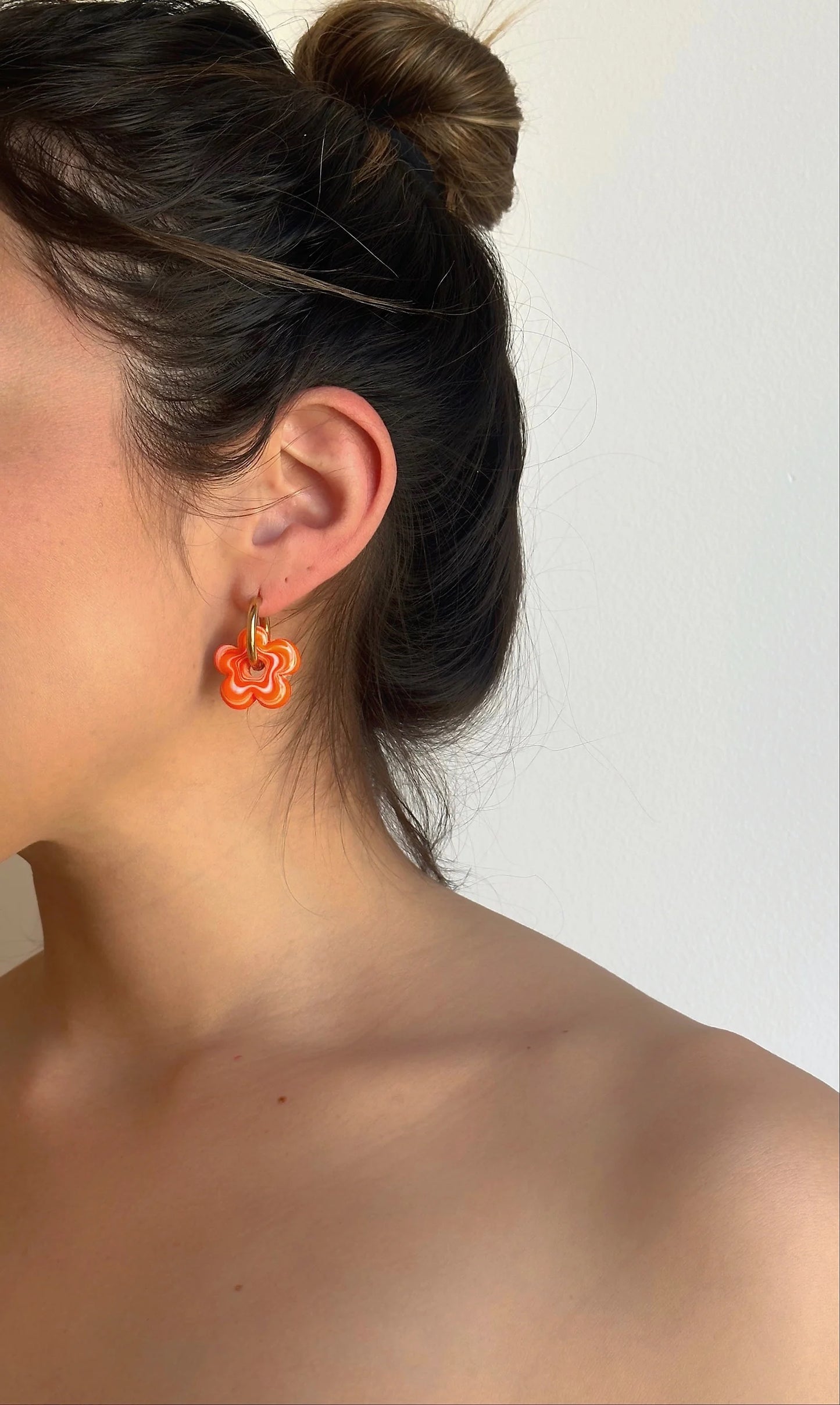 Orange Flower Earrings