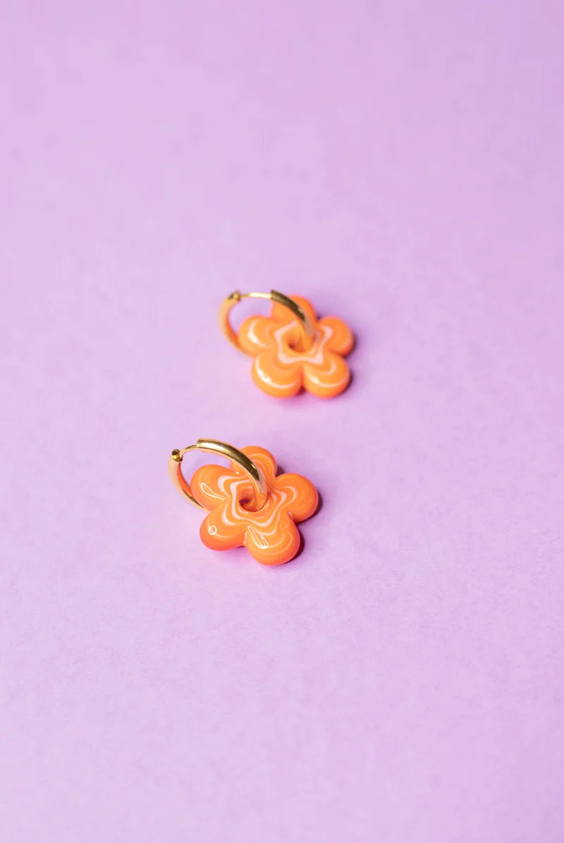 Orange Flower Earrings